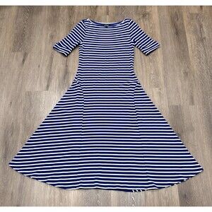 Lauren Ralph Lauren Dress Women Large Blue White Striped Classic Preppy Nautical